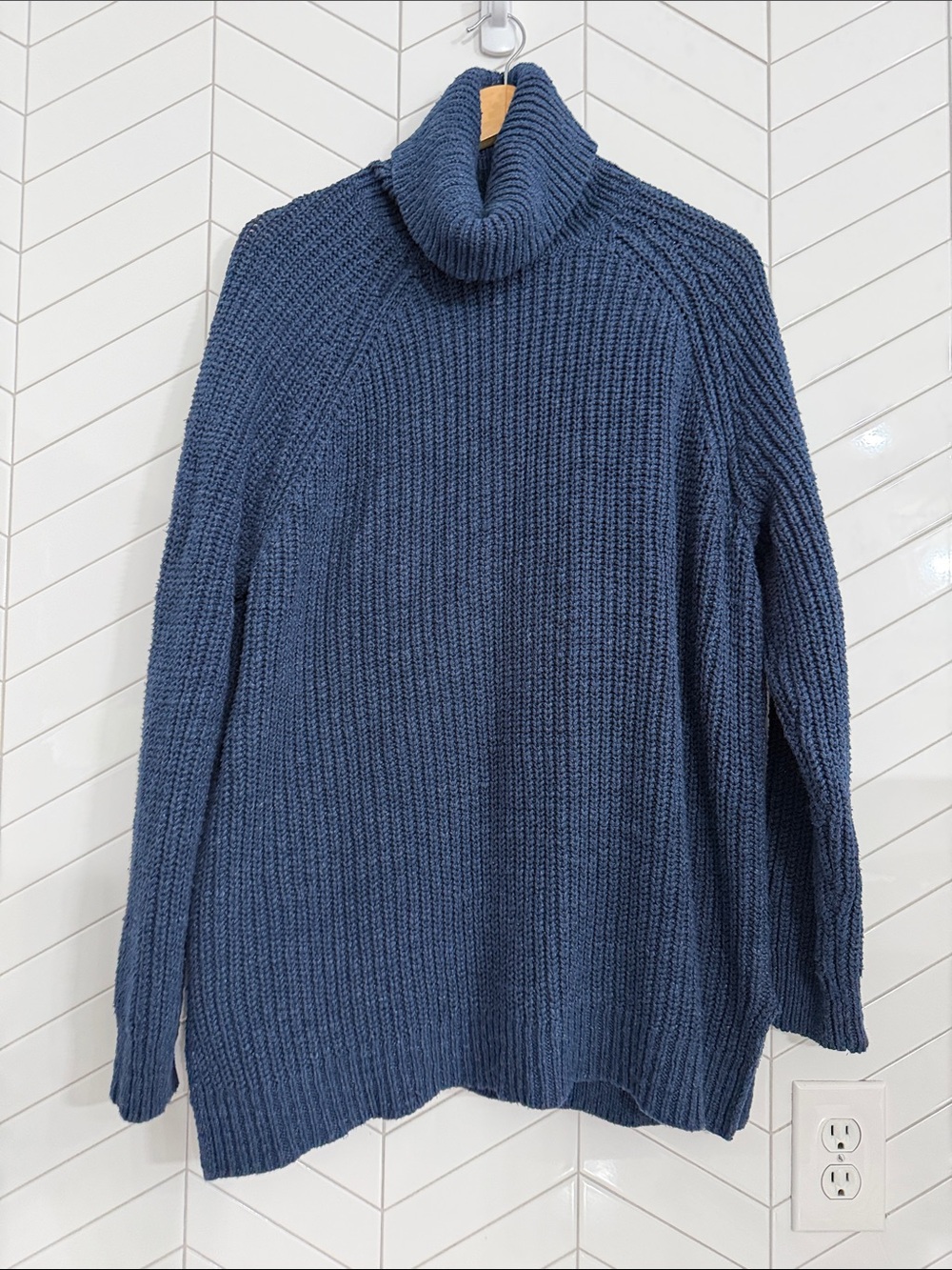 Lauren Jeans Co. Ralph Lauren Blue Chunky Knit Turtleneck Sweater XL